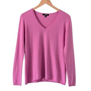Ann Taylor 100% Cashmere Muted Pastel Pink V-Neck Sweater Long Sleeve Medium